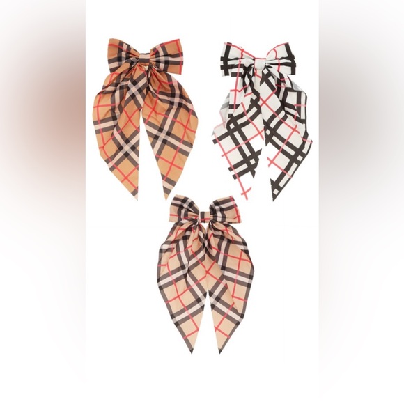 •Preppy in Plaid• Large Stylish Clip On Plaid Hair Bow 2 for $20 - Picture 6 of 6